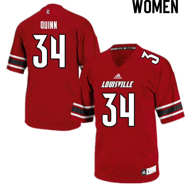 Women #34 TJ Quinn Louisville Cardinals College Football Jerseys Sale-Red